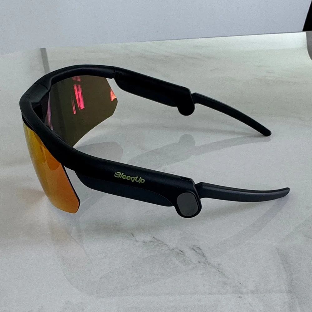 AI Camera Bluetooth Sports Sunglasses with Red-Orange Mirrored Lens